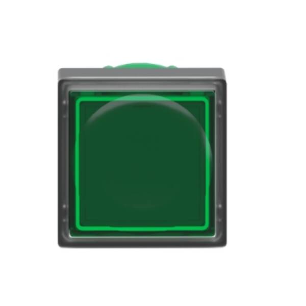 Head for illuminated push button, Harmony XB5, green square square flush, 22mm, universal LED, for insertion of legend - Schneider Electric - ZB5CW333