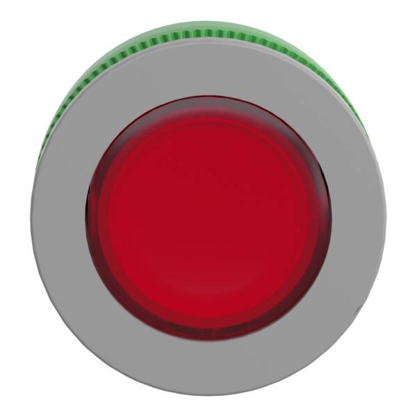 Head for illuminated push button, Harmony XB5, grey bezel, red flush mounted, 30mm, universal LED, for insertion of legend - Schneider Electric - ZB5FA48C0