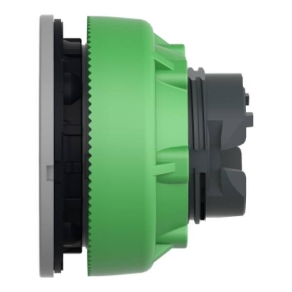 Head for illuminated push button, Harmony XB5, grey bezel, blue flush mounted, 30mm, universal LED, push-push, unmarked - Schneider Electric - ZB5FH063C0