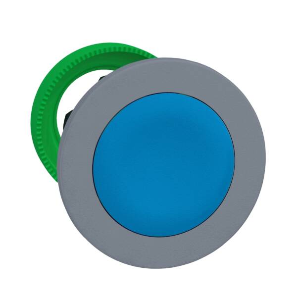 Harmony XB5, Flush mounted push button head, plastic, blue, Ø30, push-push, grey bezel - Schneider Electric - ZB5FH06C0