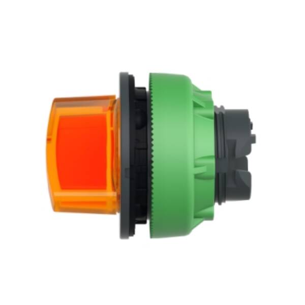 Head for illuminated selector switch, Harmony XB5, plastic, orange handle, universal LED, 2 positions, stay put - Schneider Electric - ZB5FK1253