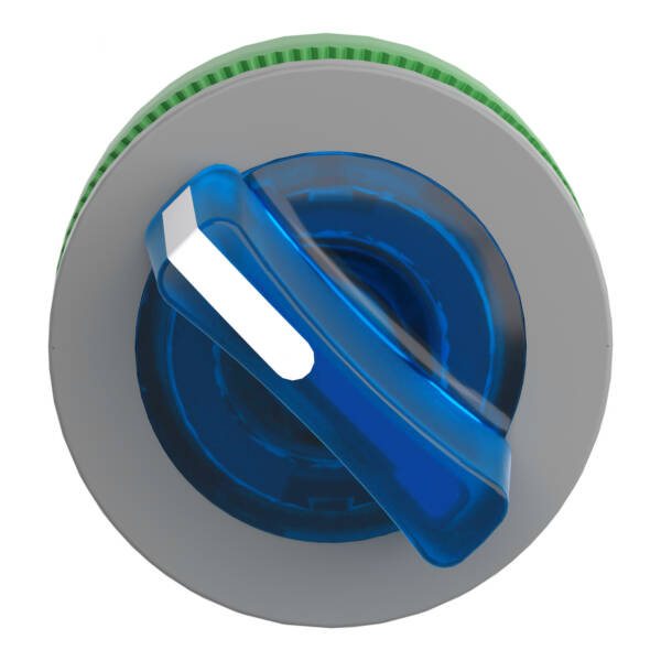 Head for illuminated selector switch, Harmony XB5, grey bezel, blue handle, flush mounted, 30mm, universal LED, 2 positions - Schneider Electric - ZB5FK1263C0