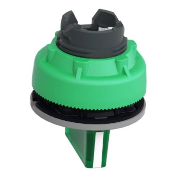 Head for illuminated selector switch, Harmony XB5, grey bezel, green handle, flush mounted, 30mm, universal LED, 3 positions - Schneider Electric - ZB5FK1333C0