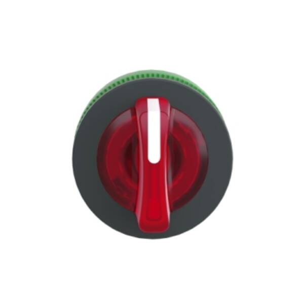 Head for illuminated selector switch, Harmony XB5, plastic, red handle, flush mounted, universal LED, 3 positions - Schneider Electric - ZB5FK1343