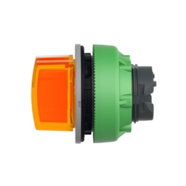 Head for illuminated selector switch, Harmony XB5, grey bezel, orange handle, 30mm, universal LED, 3 positions - Schneider Electric - ZB5FK1353C0