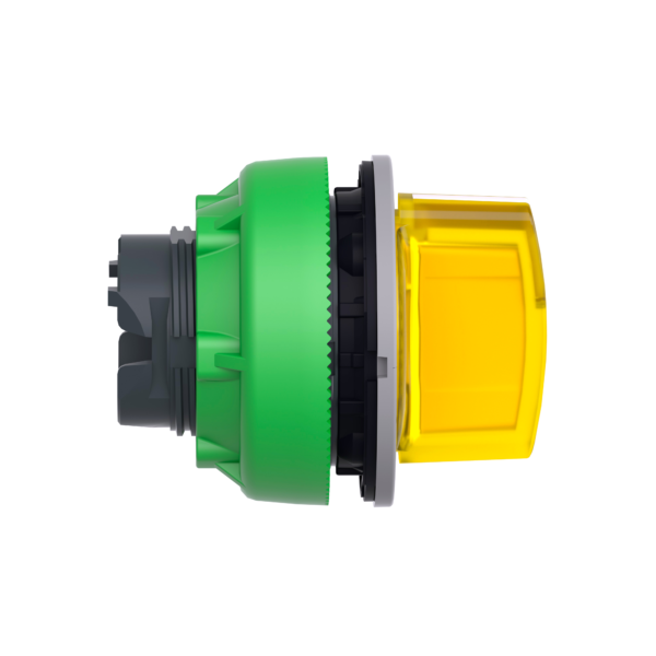 Head for illuminated selector switch, Harmony XB5, grey bezel, yellow handle, 30mm, universal LED, 3 positions - Schneider Electric - ZB5FK1383C0