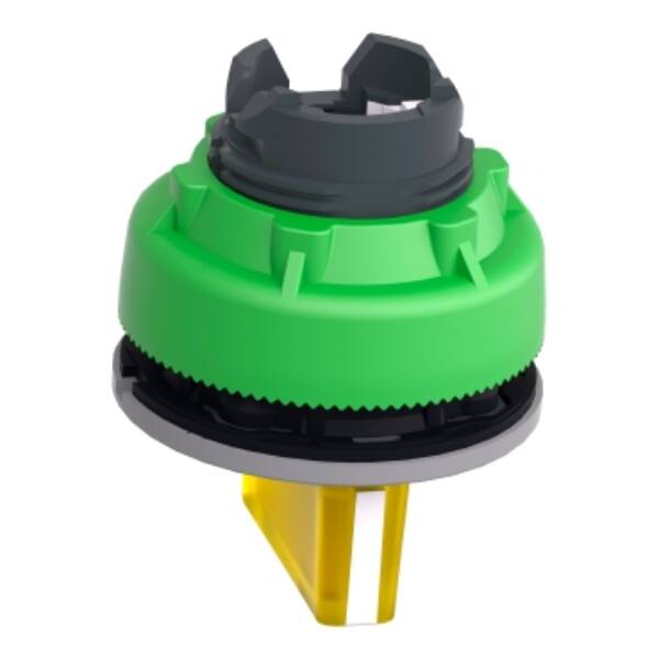 Head for illuminated selector switch, Harmony XB5, grey bezel, yellow handle, 30mm, universal LED, 3 positions - Schneider Electric - ZB5FK1383C0