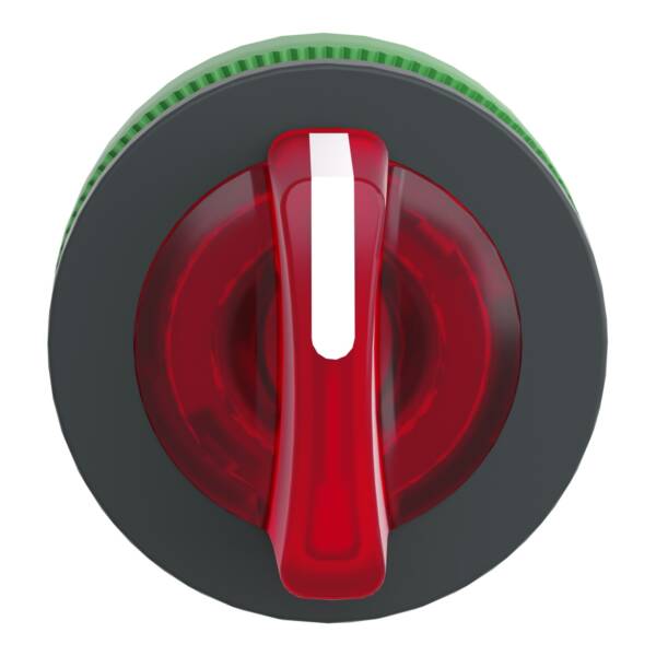Head for illuminated selector switch, Harmony XB5, plastic, red handle, universal LED, 3 positions, to center - Schneider Electric - ZB5FK1543