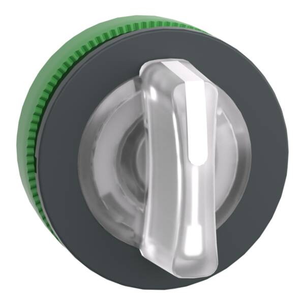 Head for illuminated selector switch, Harmony XB5, plastic, white handle, universal LED, 3 positions, right to center - Schneider Electric - ZB5FK1813