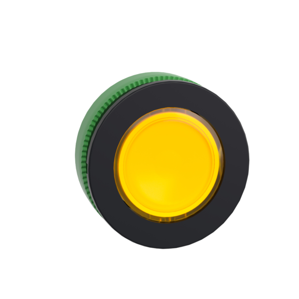 Head for pilot light, Harmony XB5, antimicrobial, plastic, yellow, 30mm, universal LED, plain lens - Schneider Electric - ZB5FV083