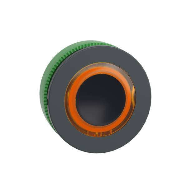 Head for illuminated push button, Harmony XB5, plastic, orange flush mounted, 30mm, universal LED, illuminated ring - Schneider Electric - ZB5FW953