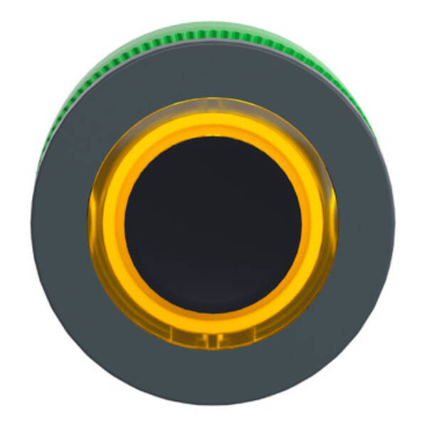 Head for illuminated push button, Harmony XB5, plastic, yellow flush mounted, 30mm, universal LED, illuminated ring - Schneider Electric - ZB5FW983