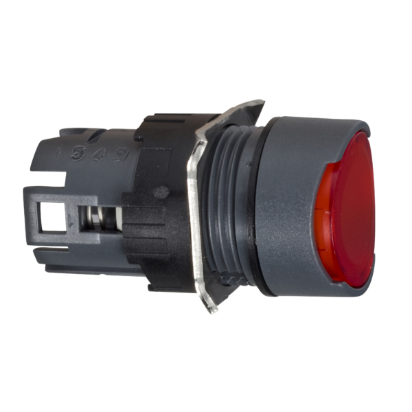 red flush illuminated pushbutton head Ø16 spring return 12...24V - Schneider Electric - ZB6AW4