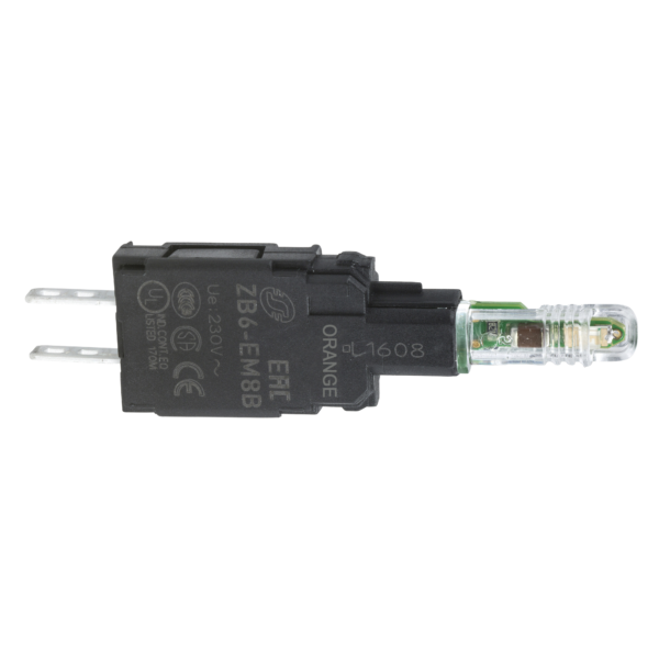 orange light block with body/fixing collar with integral LED 230...240V - Schneider Electric - ZB6EM8B