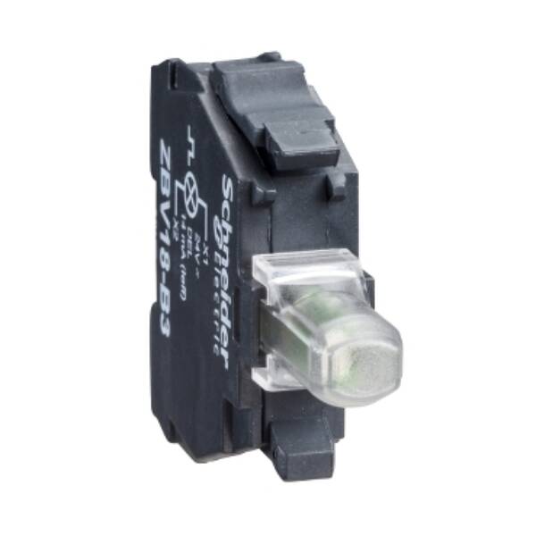 green flashing light block for head Ø22 integral LED 240V screw clamp terminals - Schneider Electric - ZBV18M3