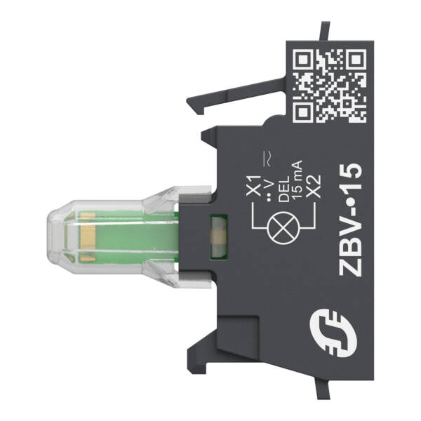 Light block, Harmony XB4, Harmony XB5, for head 22mm, universal LED, 24V AC DC, compact push in terminals - Schneider Electric - ZBVB15
