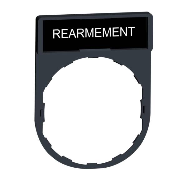 legend holder 30 x 40 mm with legend 8 x 27 mm with marking REARMEMENT - Schneider Electric - ZBY0123