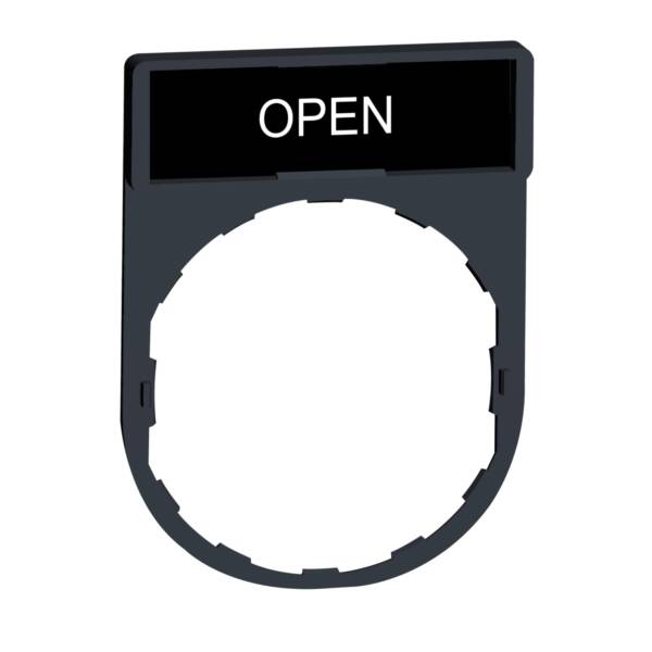 legend holder 30 x 40 mm with legend 8 x 27 mm with marking OPEN - Schneider Electric - ZBY2313