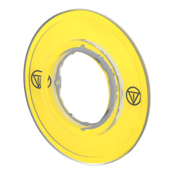 Harmony XB4, Legend holder Ø60 for emergency stop switching off push button, plastic, yellow, unmarked - Schneider Electric - ZBY9121