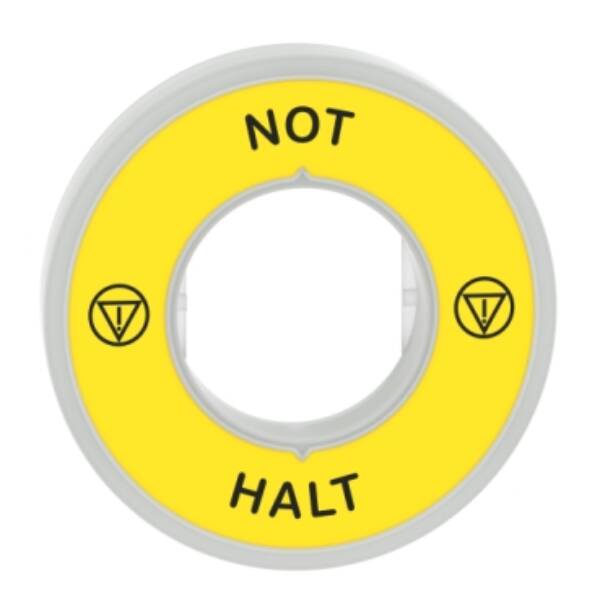 Harmony, Illuminated ring Ø60, plastic, yellow, red fixed integral LED, marked NOT HALT, 230...240 V AC - Schneider Electric - ZBY9W2M230