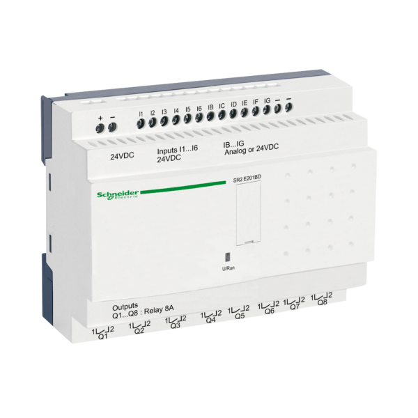 compact smart relay Zelio Logic - 20 I O - 24 V DC - clock - no display - Telemecanique - SR2E201BD