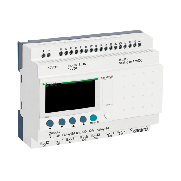 modular smart relay Zelio Logic - 26 I O - 12V DC - clock - display - Telemecanique - SR3B261JD