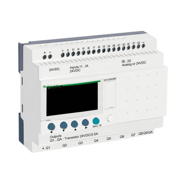 modular smart relay Zelio Logic - 26 I O - 24 V DC - clock - display - Telemecanique - SR3B262BD