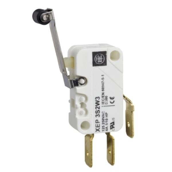 miniature limit switch - roller lever - 4.8 mm cable clip tags - Telemecanique Sensors - XEP3S1W6B529