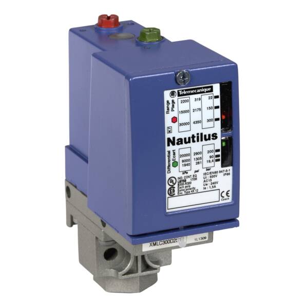 pressure switch XMLC 300 bar - adjustable scale 2 thresholds - 2 C/O - Telemecanique Sensors - XMLC300D2S12