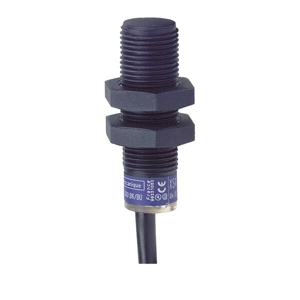 inductive sensor XS4 M12 - L50mm - PPS - Sn4mm - 12..24VDC - cable 2m - Telemecanique Sensors - XS4P12KP340