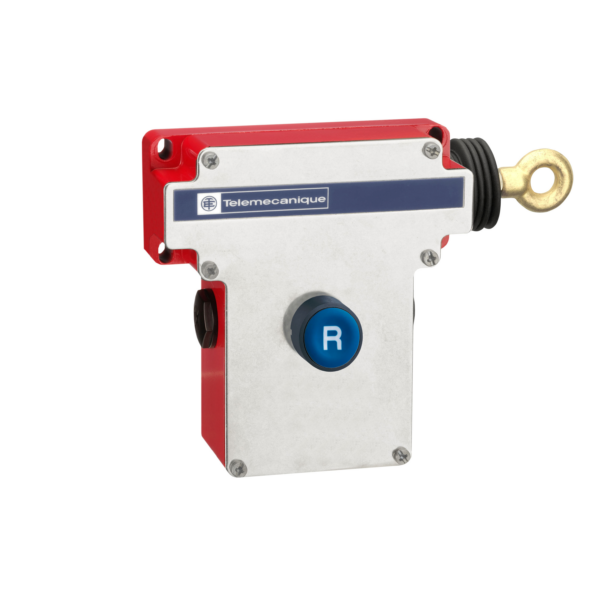 e-stop rope pull switch XY2CE - RH side -1NC+1NO - Flush pushbutton - Telemecanique Sensors - XY2CE1A150