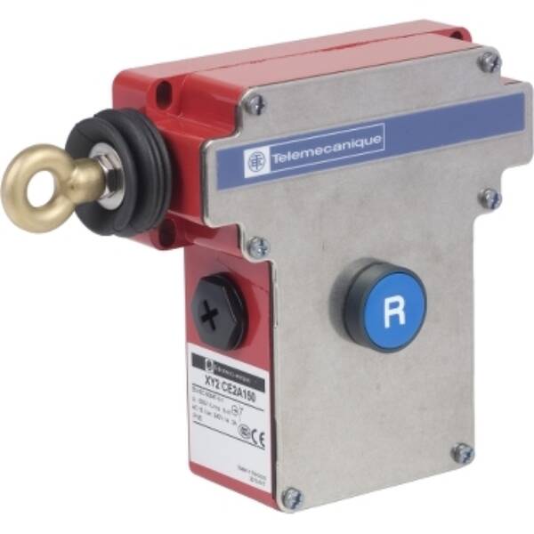 e-stop rope pull switch XY2CE - LH side -1NC+1NO - Flush pushbutton - Telemecanique Sensors - XY2CE2A150