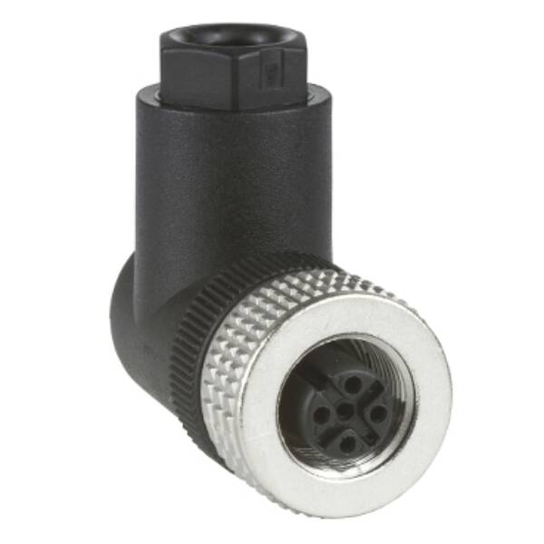 female, M12, 4-pin, elbowed connector - cable gland Pg 7 - Telemecanique Sensors - XZCC12FCM40B