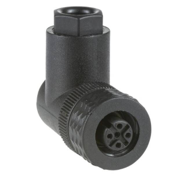 female, M12, 4-pin, elbowed connector - cable gland Pg 7 - Telemecanique Sensors - XZCC12FCP40B