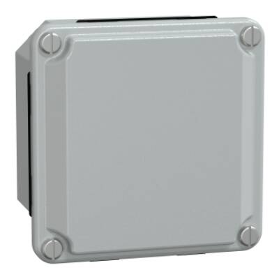 Metal industrial box - low plain cover - H85xW85xD49 - IP55 - grey RAL 7035 - Schneider Electric - NSYDBN88