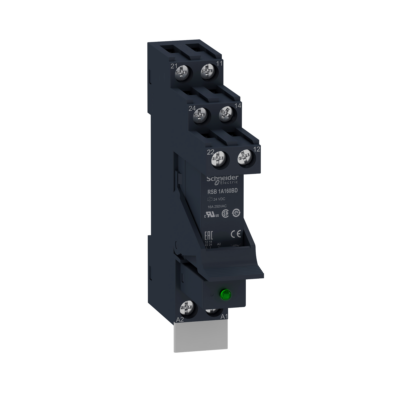 Harmony, Interface plug-in relay pre-assembled, 16 A, 1 CO, with LED, with protection circuit, 24 V DC - Schneider Electric - RSB1A160BDPV