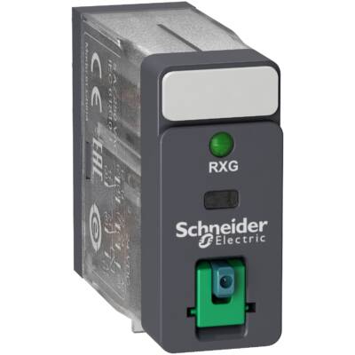 Interface plug-in relay, 5 A, 2 CO, lockable test button, LED, 24 V DC - Schneider Electric - RXG22BD