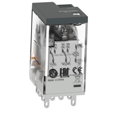 miniature plug-in relay - Zelio RXM2L - 4 C/O - 24 V AC - 3 A - without LED - Schneider Electric - RXM4LB1B7