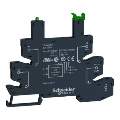 Socket, 6 A, relay type SSL, spring terminals, 5/24 V DC - Schneider Electric - SSLZRA1