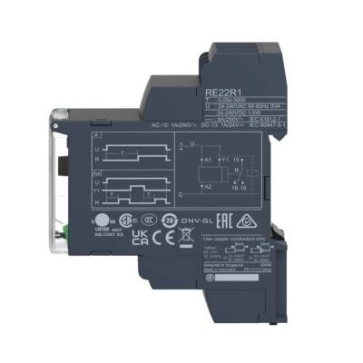 On-delay Timing Relay - 0.05s…300h - 24…240V AC/DC - 1C/O - Schneider Electric - RE22R1AMR