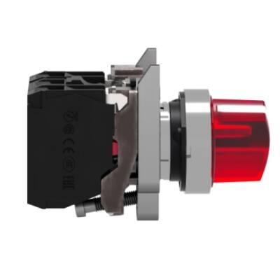 Illuminated selector switch, Harmony XB4, metal, red handle, 22mm, universal LED, 2 positions, 1NO + 1NC, 110...120V AC - Schneider Electric - XB4BK124G5
