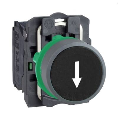 Push button, Harmony XB5, black flush pushbutton white marked arrow 1 NO screw clamp cp grey - Schneider Electric - XB5AA3351C0