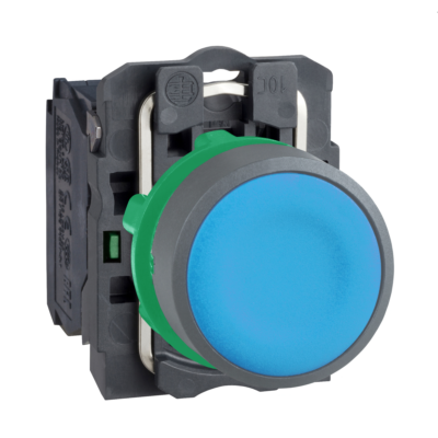 Push button, Harmony XB5, blue flush pushbutton 1 NO screw clamp cp grey - Schneider Electric - XB5AA61C0