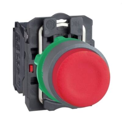 Push button, Harmony XB5, red projecting pushbutton 1NC screw clamp cp grey - Schneider Electric - XB5AL42C0