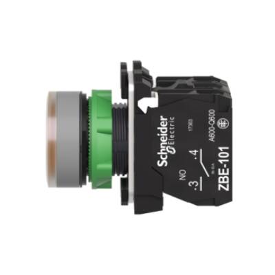 Illuminated push button, Harmony XB5, grey bezel, orange flush, 22mm, universal LED, spring return, 1NO + 1NC, 24V AC - Schneider Electric - XB5AW35B5C0