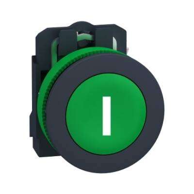 FLUSH MOUNTED GREEN FLUSH CAPS PUSHBUTTON WHITE MARKED I 1NO SCREW CLAMP - Schneider Electric - XB5FA3311