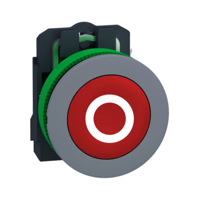 flush mounted red flush caps pb wh marked "O" 1NC screw clamp cp grey - Schneider Electric - XB5FA4322C0