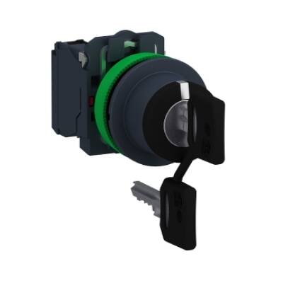 FLUSH MOUNTED SELECTOR SW. KEY 455 3 POS STAY PUT KEY RELEASE CENTER 2NO SCREW - Schneider Electric - XB5FG33