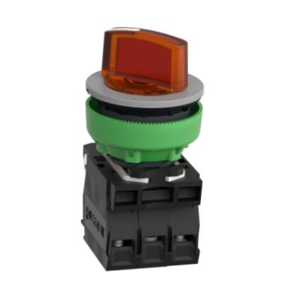 Illuminated selector switch, Harmony XB5, grey bezel, or handle, universal LED, 2 positions, 1NO + 1NC, 24V AC DC - Schneider Electric - XB5FK125B5C0