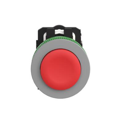 flush mounted red projecting pushbutton 1NC screw clamp cp grey - Schneider Electric - XB5FL42C0